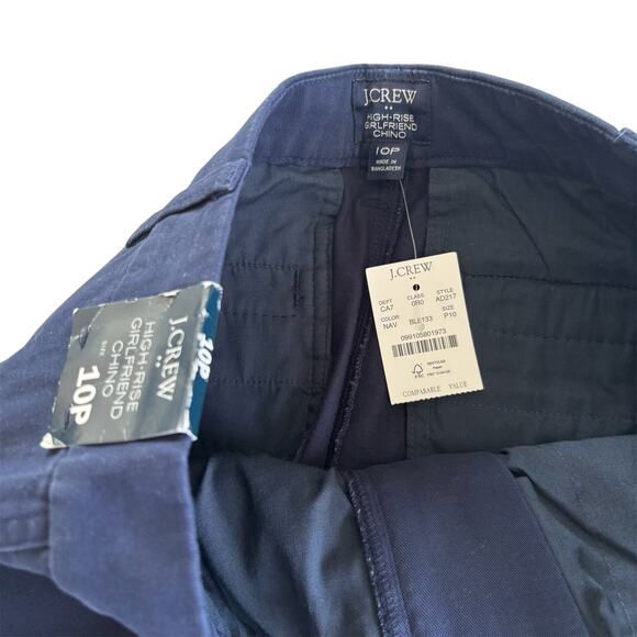 J.CREW High Rise Girlfriend Chino Pants Classic Navy Women’s Petite 10 NWT - Picture 3 of 9